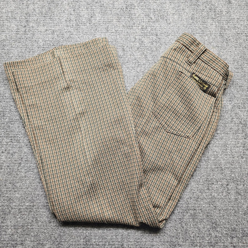 Vintage Modes Suburbia Tailleur de Manila Houndstooth Pants Brown Green 27x27